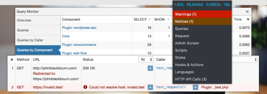 WordPress Query Monitor eklentisi