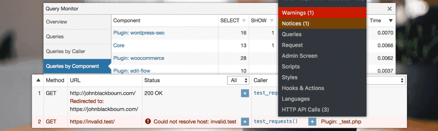 Query Monitor eklentisi