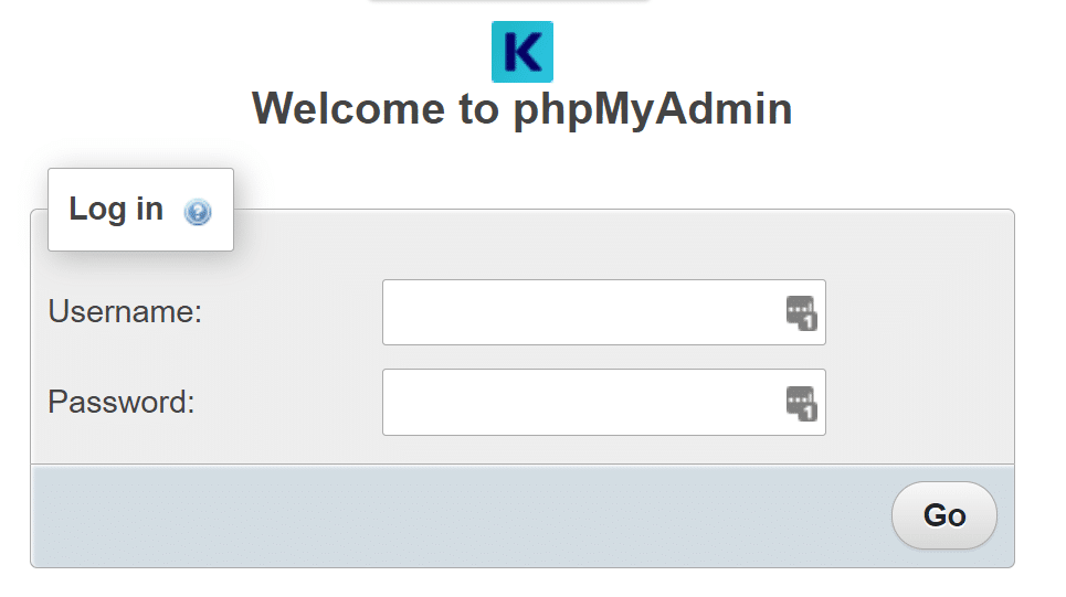 phpMyAdmin'e giriş yapın