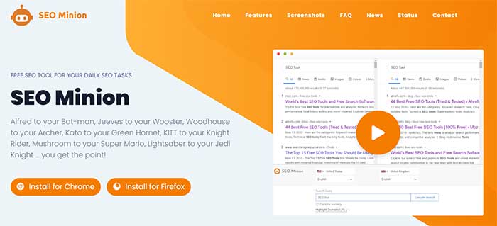SEO minion, çeşitli kullanımlara sahip harika bir ücretsiz SEO aracıdır.